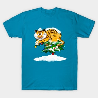 Tiger on Christmas tree / The Year of the tiger 2022 / no text T-Shirt